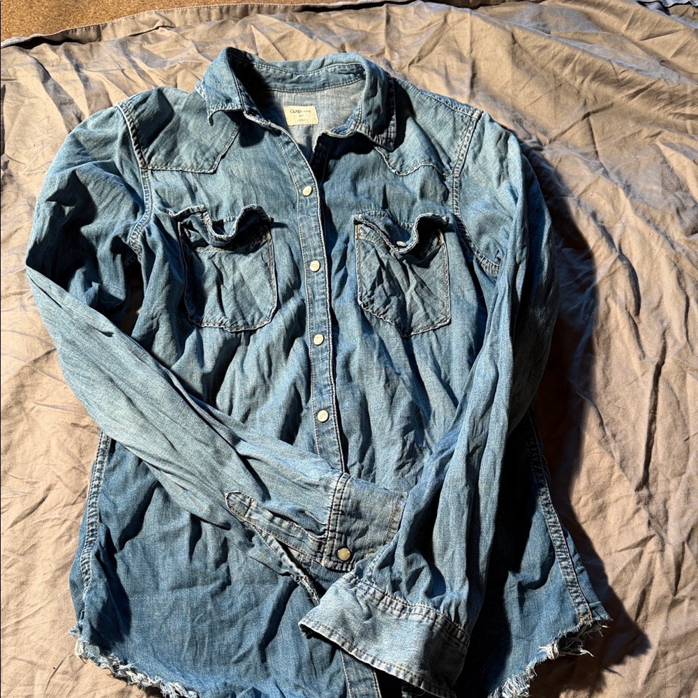 Light Wash Denim Button-Up Shirt